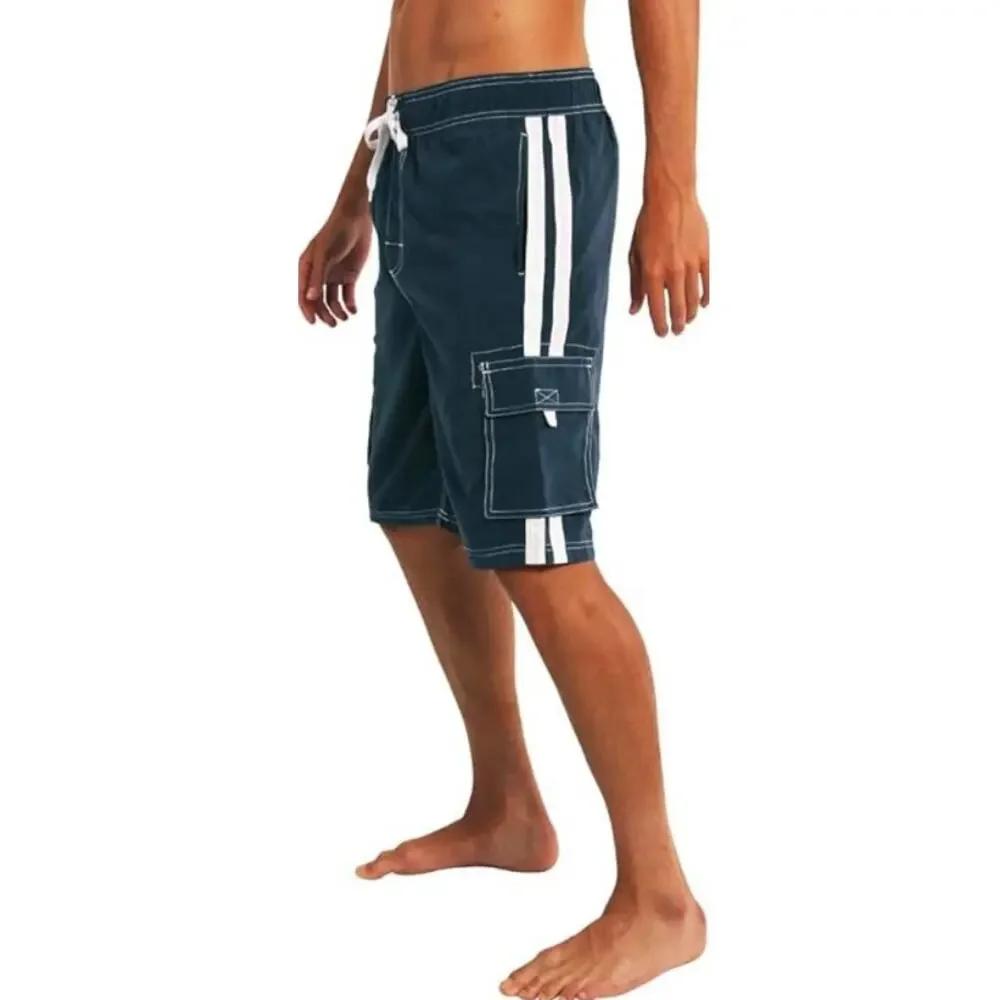 Kanu Surf Men's Board Shorts Cargo Swim Trunks Blue White Size XL
